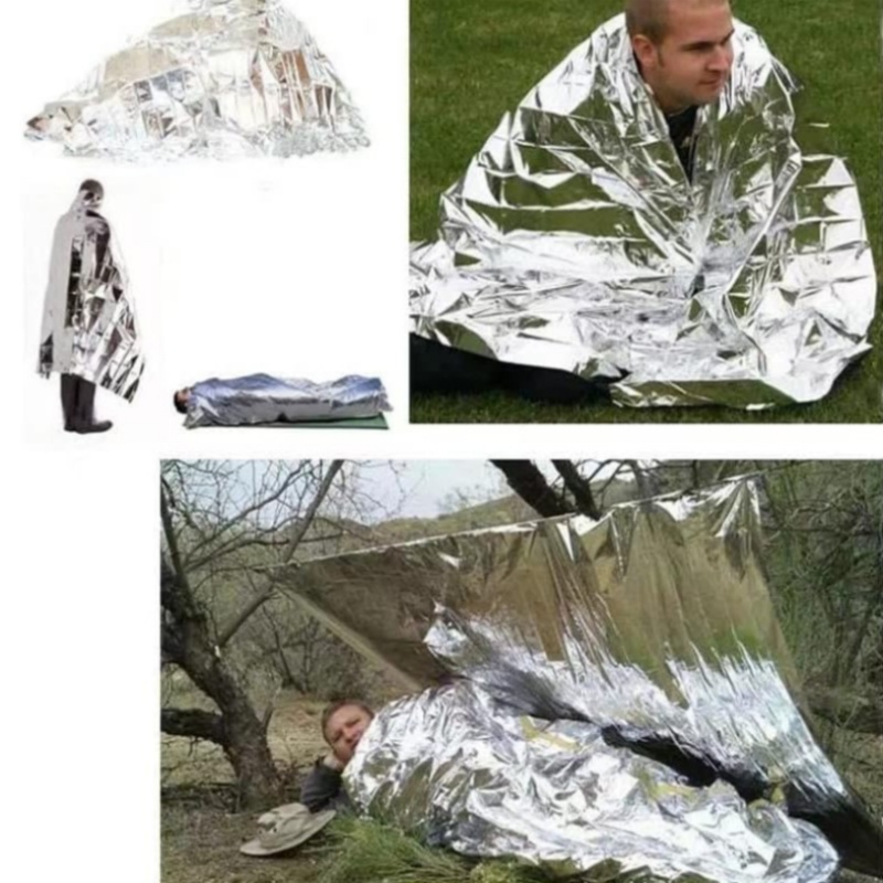 Outdoor Camping Heated Blanket - 4Pcs Survival Mylar Thermal Space Blanket,