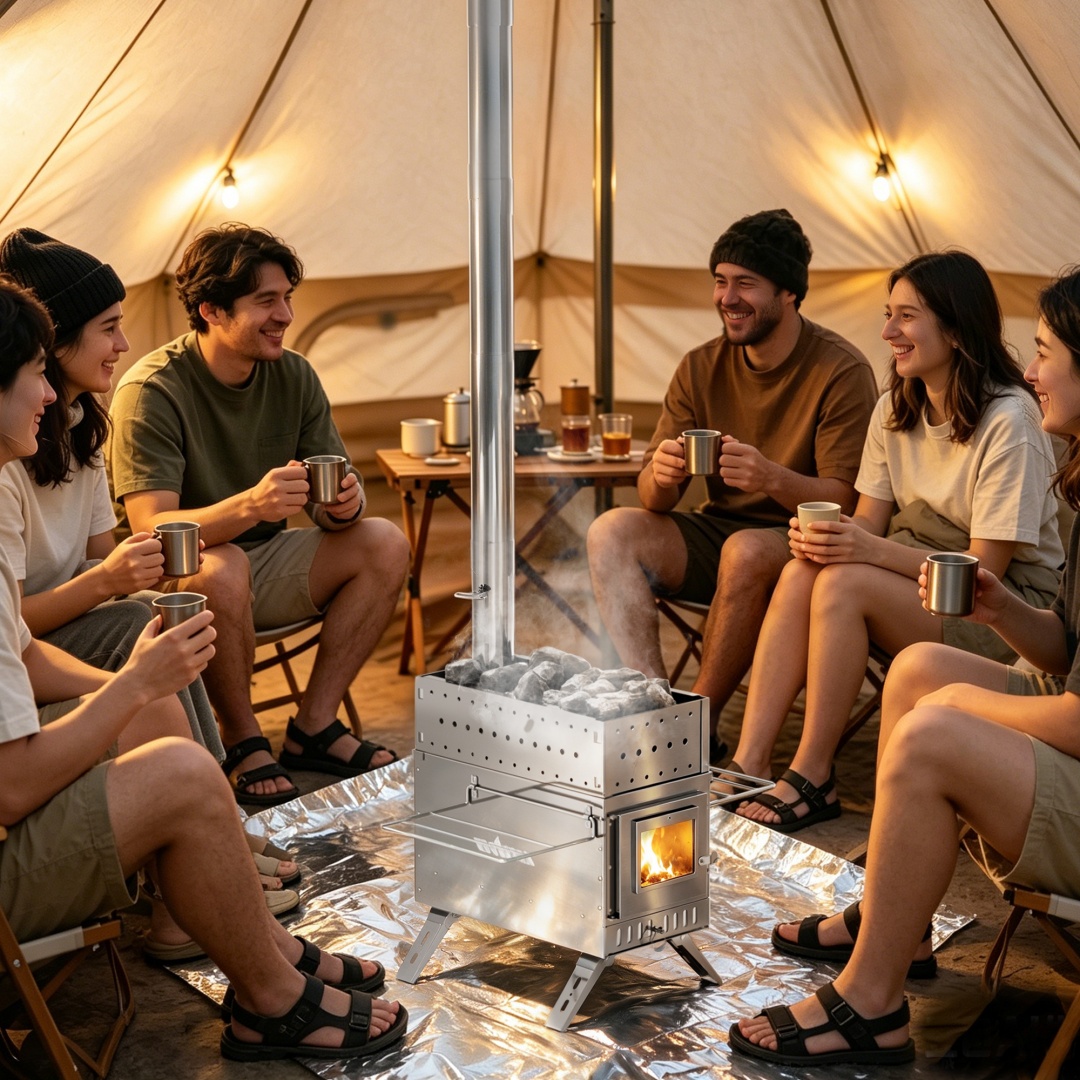 Outdoor Camping Wood Burning Stove - Portable Wood Burning Sauna Stove, Stainless