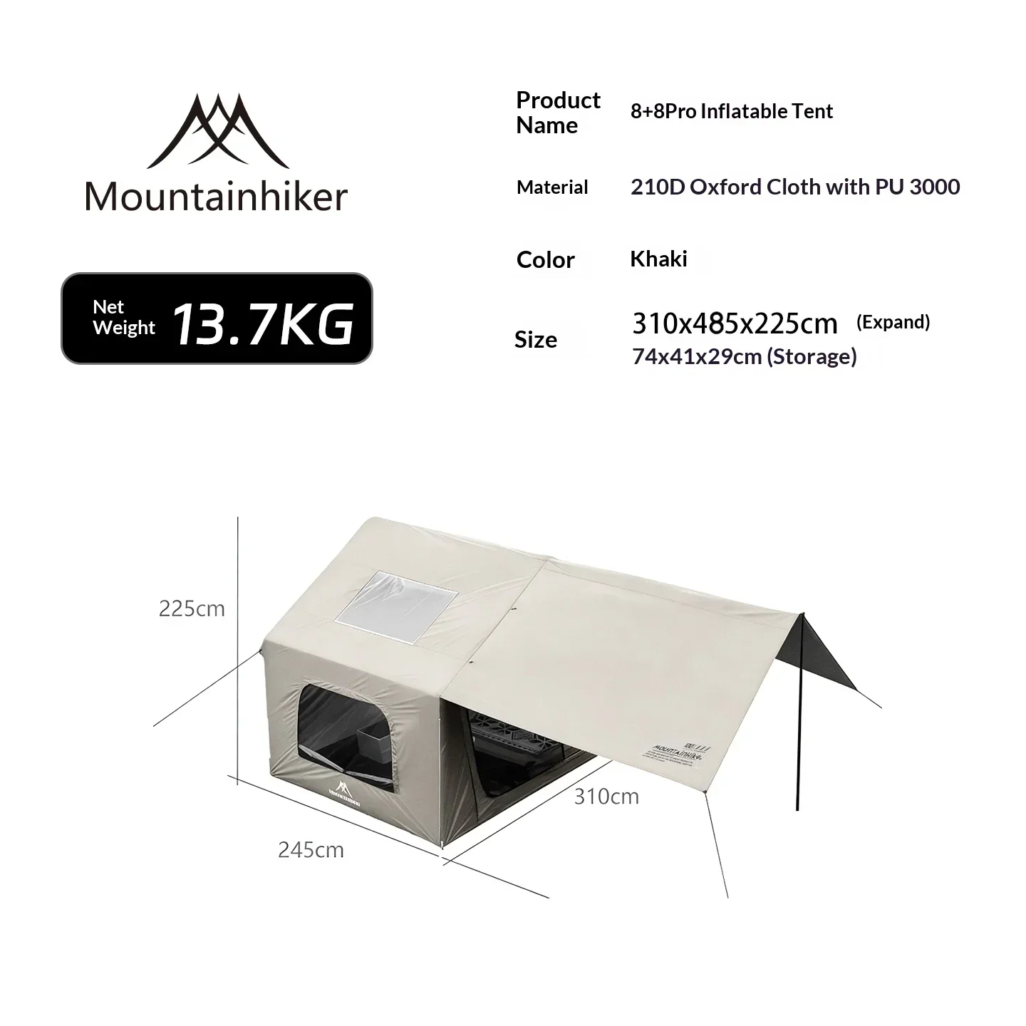 8+8㎡ MOUNTAINHIKER Inflatable  - đánh giá và giá Outdoor Camping House