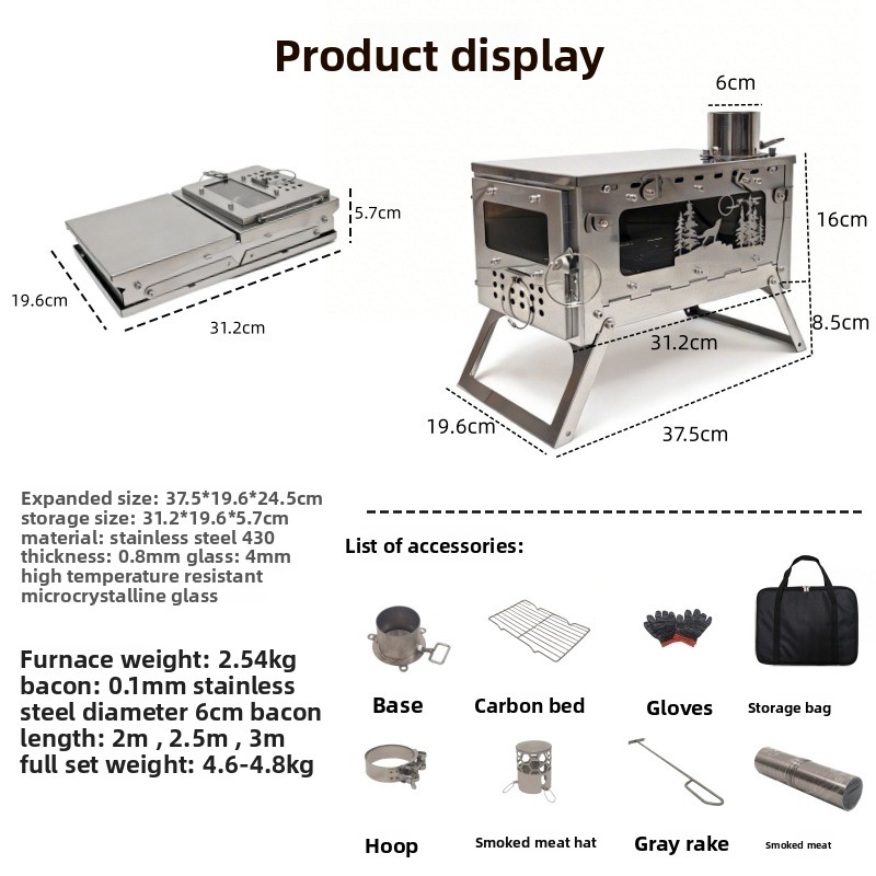 Stainless Steel Foldable Porta - đánh giá và giá Outdoor Camping Wood Burning Stove