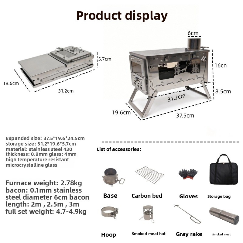 Stainless Steel Foldable Porta - đánh giá và giá Outdoor Camping Wood Burning Stove